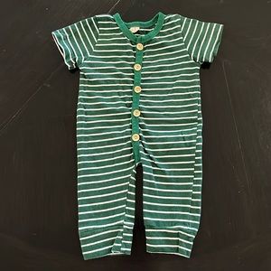 Green and white striped one piece